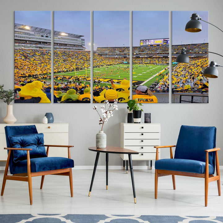 Iowa University Hawkeyes Football Team Print - Iowa City Kinnick Stadium Wall Art Canvas Print