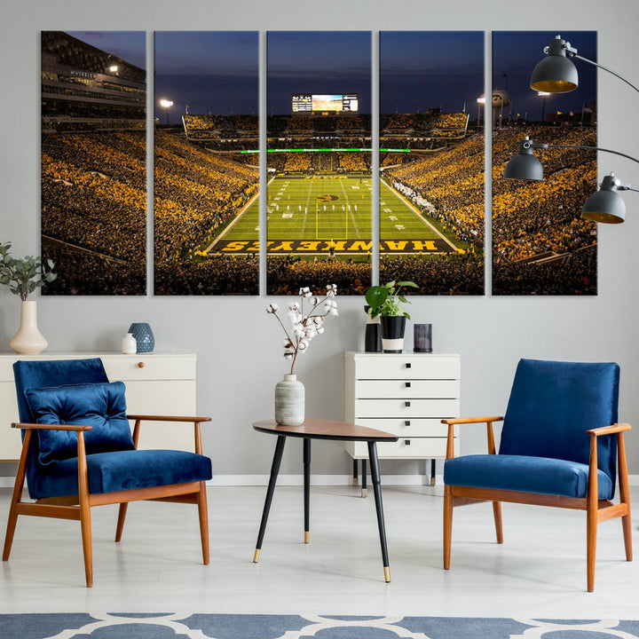 Iowa University Hawkeyes Football Team Print - Iowa City Kinnick Stadium Wall Art Canvas Print