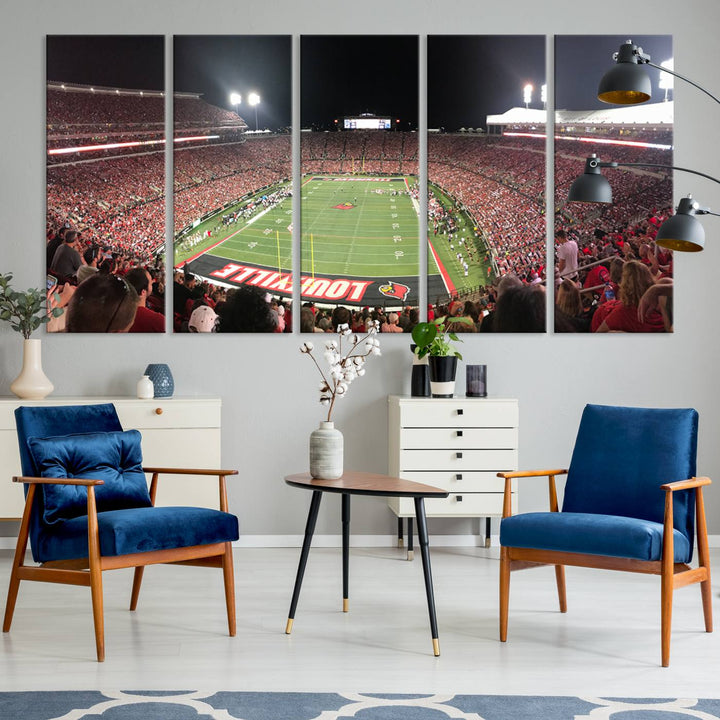 University of Louisville Cardinals Football Team Print - Louisville Cardinal Stadium Wall Art Canvas Print