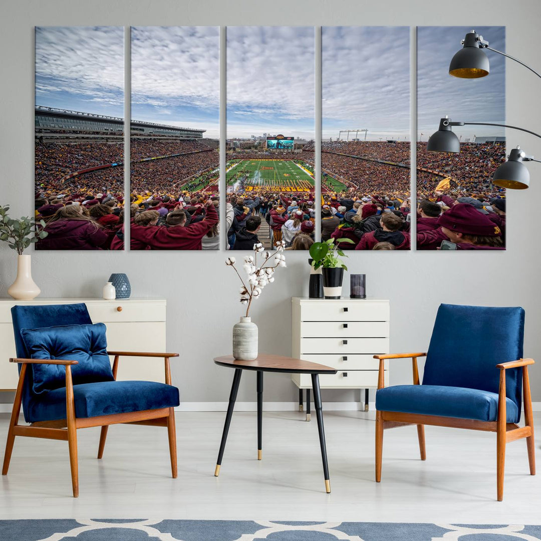 University of Minnesota Golden Gophers Football Team Print - Minneapolis Huntington Bank Stadium Wall Art Canvas Print