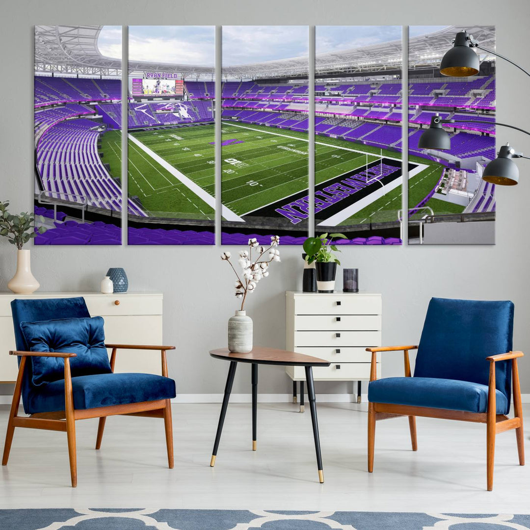 Northwestern University Wildcats Football Team Print - Evanston Ryan Field Wall Art Canvas Print