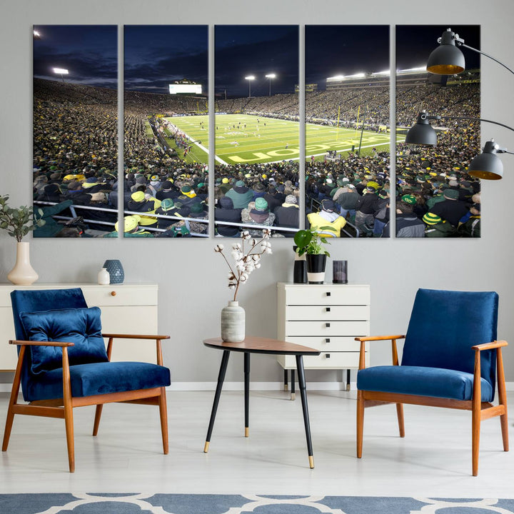 University of Oregon Ducks Football Team Print - Eugene Autzen Stadium Wall Art Canvas Print