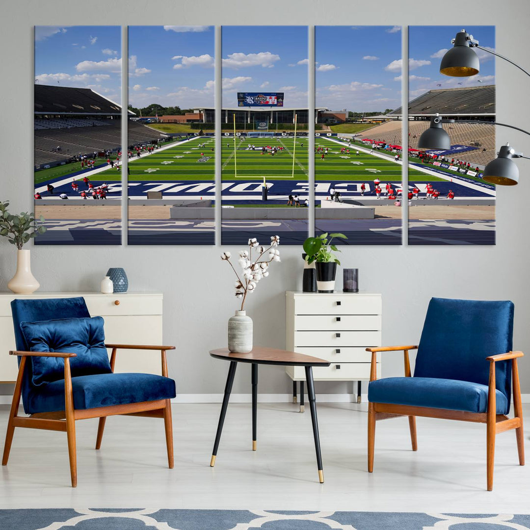 Rice University Owls Football Team Print - Houston Rice Stadium Wall Art Canvas Print