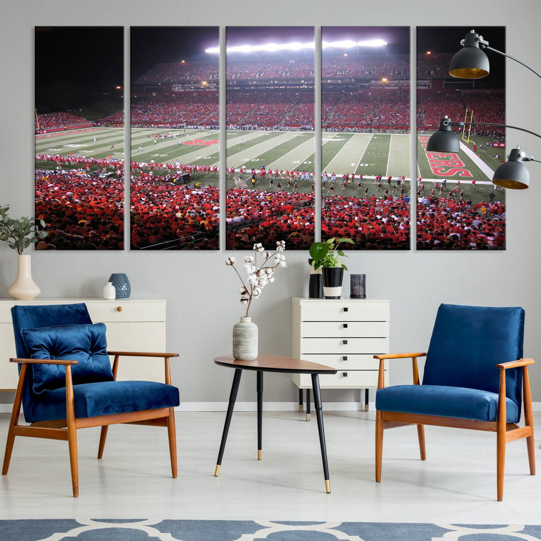 Rutgers University Scarlet Knights Football Team Print - Piscataway SHI Stadium Wall Art Canvas Print