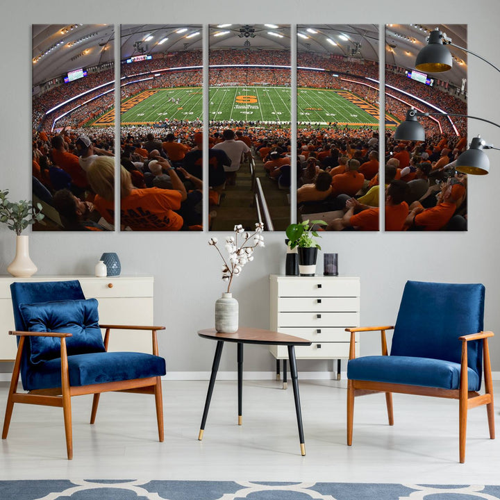 From above, the view resembles the Syracuse University Orange Football Team Wall Art Canvas.