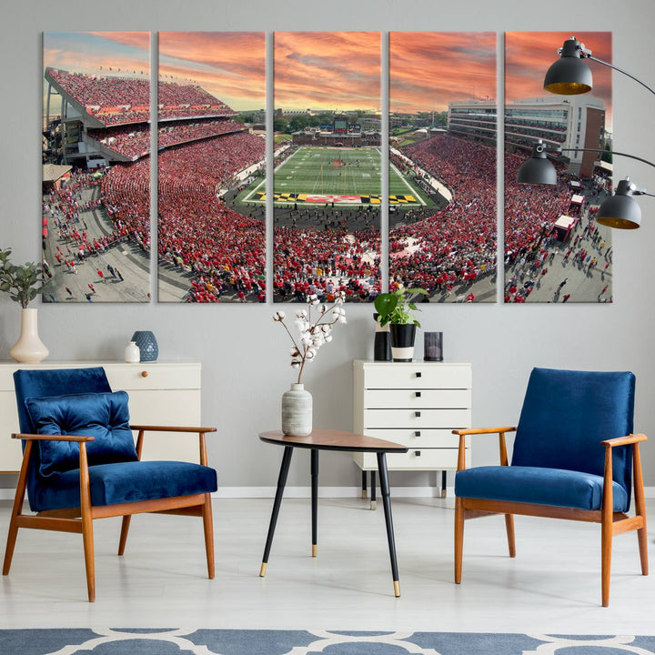 University of Maryland Terrapins Football Team Print - College Park SECU Stadium Wall Art Canvas Print