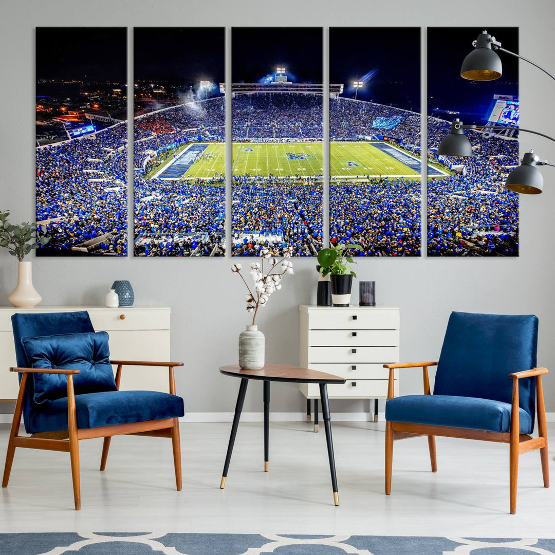 University of Memphis Tigers Football Team Print - Memphis Simmons Bank Liberty Stadium Wall Art Canvas Print