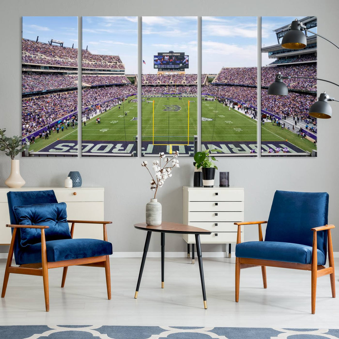 TCU Horned Frogs Football Team Print - Fort Worth Amon G. Carter Stadium Wall Art Canvas Print.t