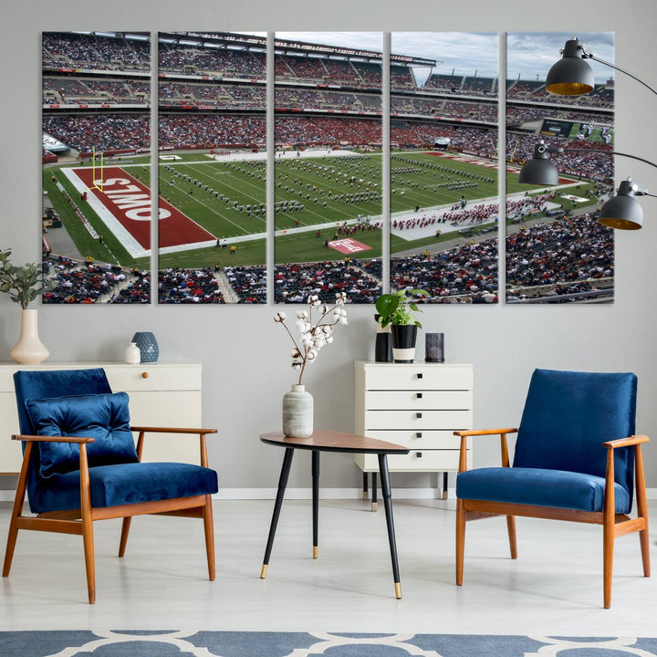 Aerial view wall art of Lincoln Financial Field during a Temple Owls game.