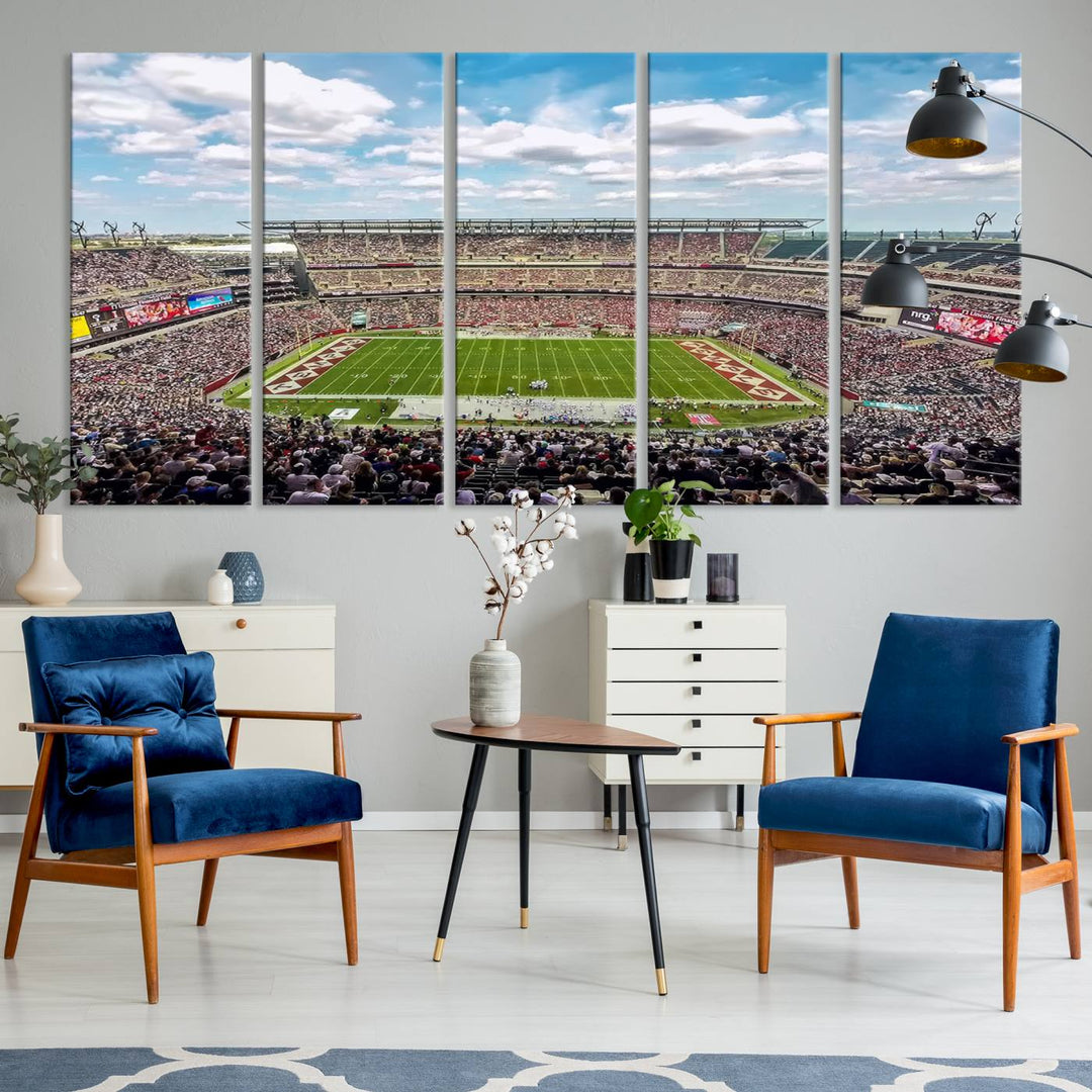 The Temple University Owls Athletics canvas print of a game at Lincoln Financial Field.