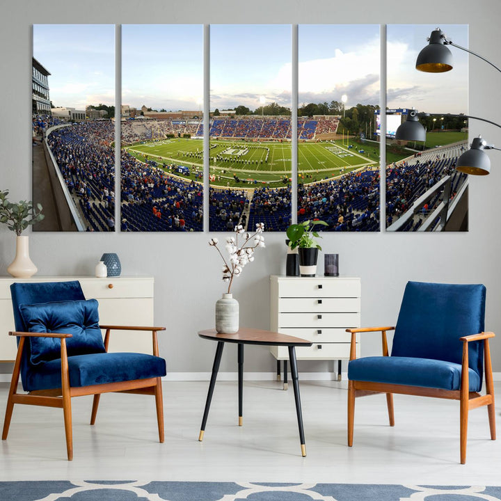 Wallace Wade Stadium print featuring a green field and sky.