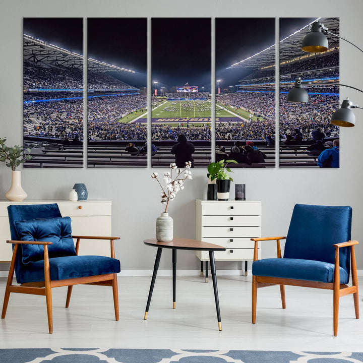 The University of Washington Huskies Football Team Print - Seattle Husky Stadium Wall Art Canvas Print