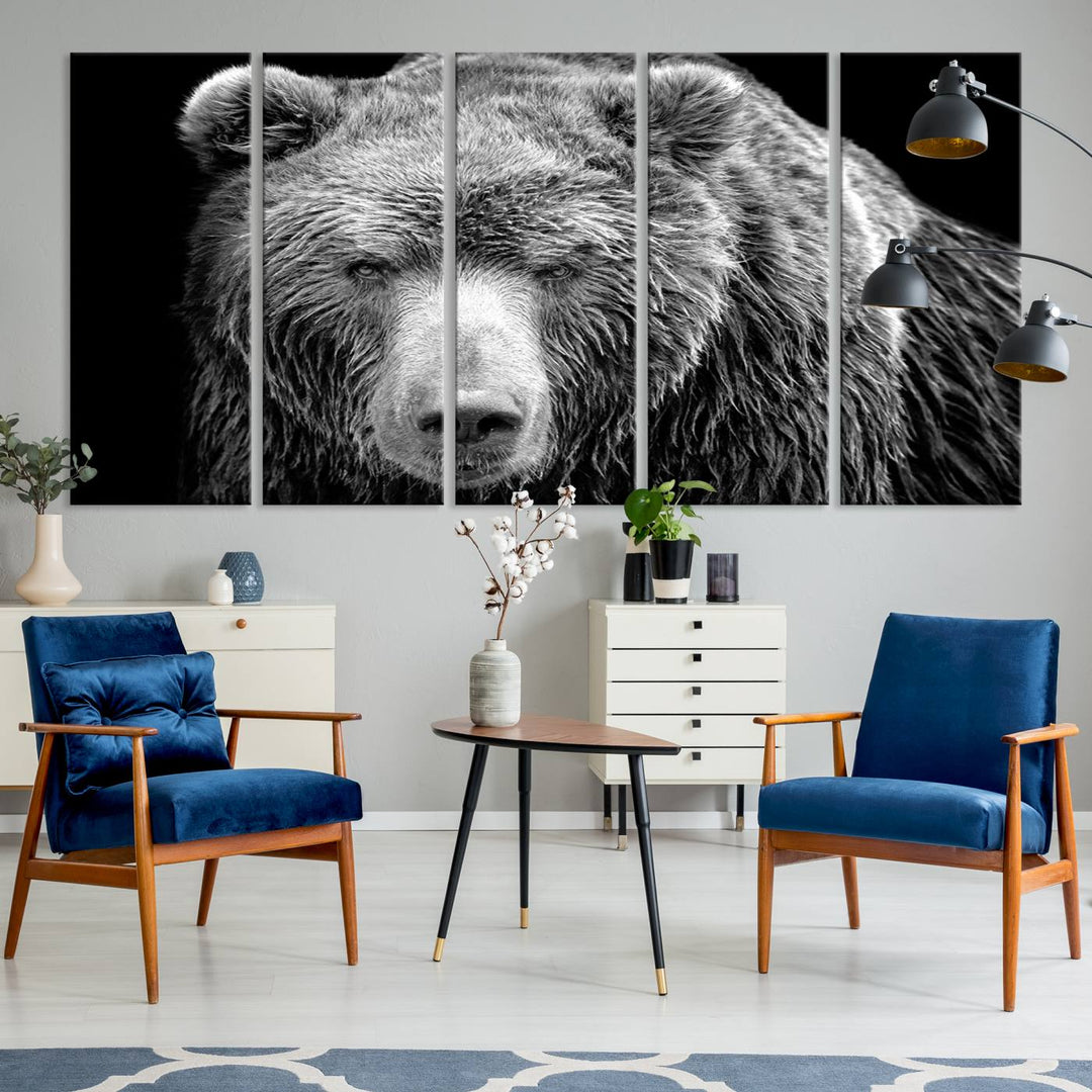 Grizzly Bear Canvas Print | Ready to Hang Wall Art | Rustic Farmhouse & Cabin Decor | Wildlife Artwork