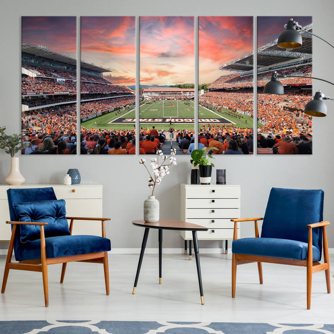 Oregon State Beavers Football Team Print - Corvallis Reser Stadium Wall Art Canvas Print