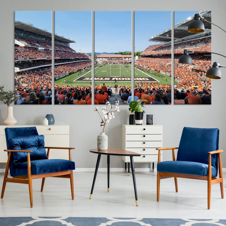 Oregon State Beavers Football Team Print - Corvallis Reser Stadium Wall Art Canvas Print