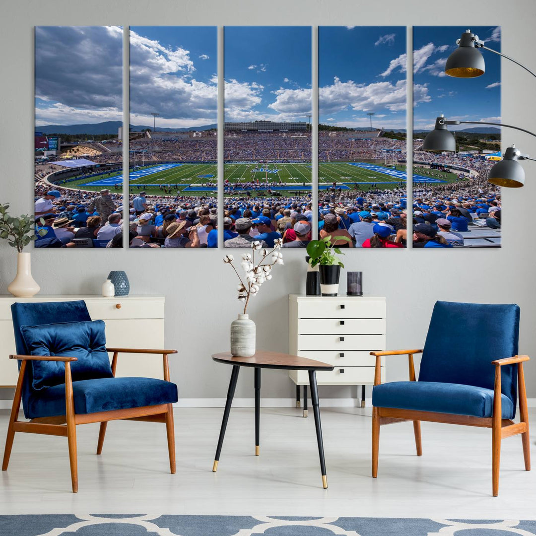 Air Force Falcons Football Team Print - Colorado Springs Falcon Stadium Wall Art Canvas Print