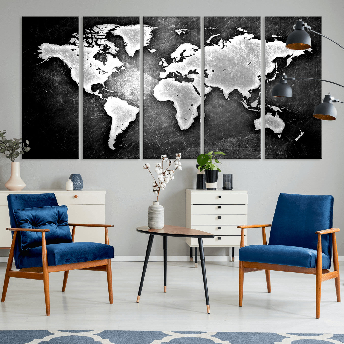 World Map Wall Art Canvas Print – Framed Wall Art for Anniversary Gift or Home Adventure Decor