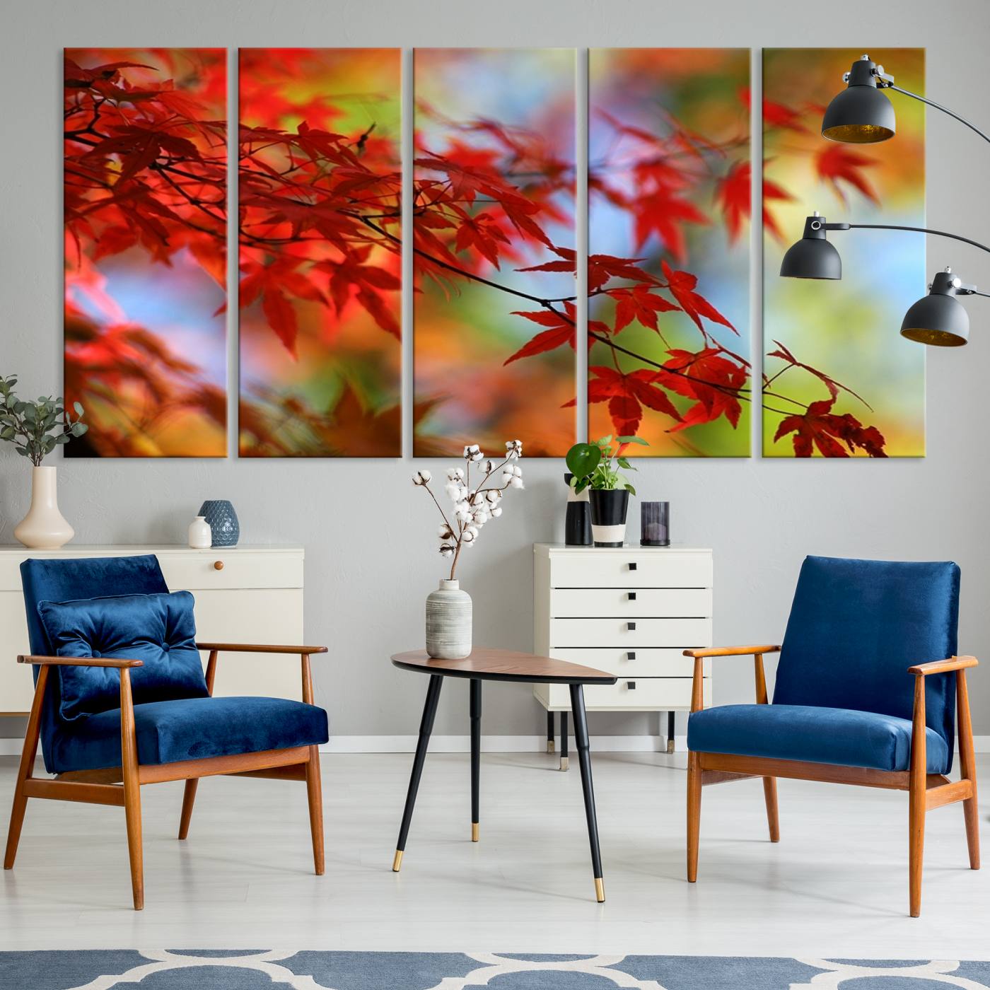 68946-MGV-CV-36X24-Red Leaves Autumn Forest Wall Art Canvas, Red Leaves Autumn Forest Canvas Print