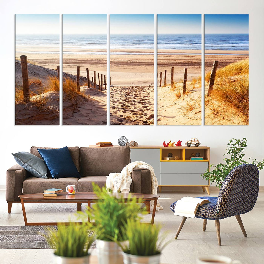 Serene Beach Path Canvas Art, Giclee Canvas Print with Gallery Wrap, Coastal Sand Dunes Wall Art Featuring Canon Print Quality