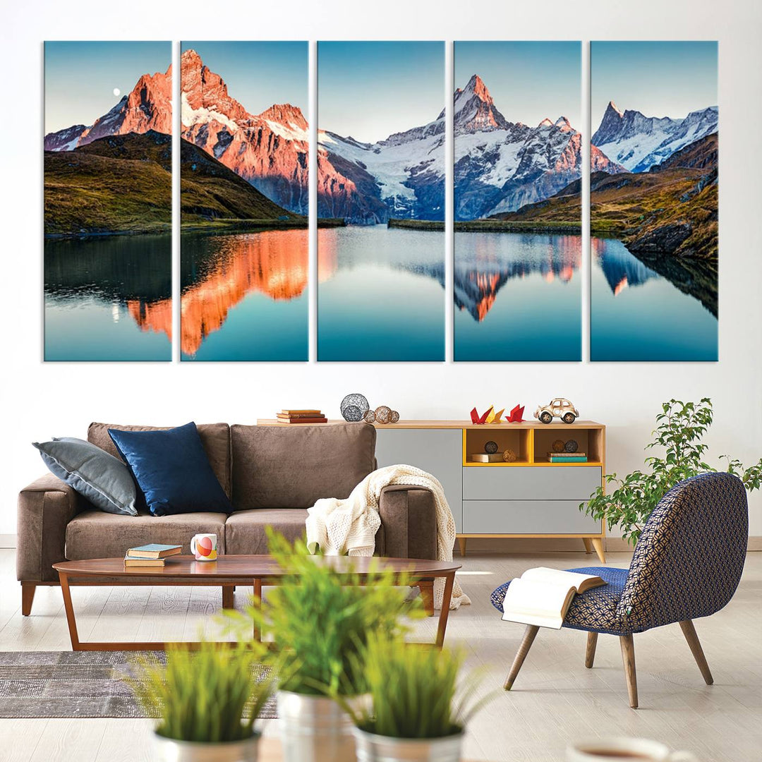 Landscape Mountain and Lake View Wall Art Canvas Print.