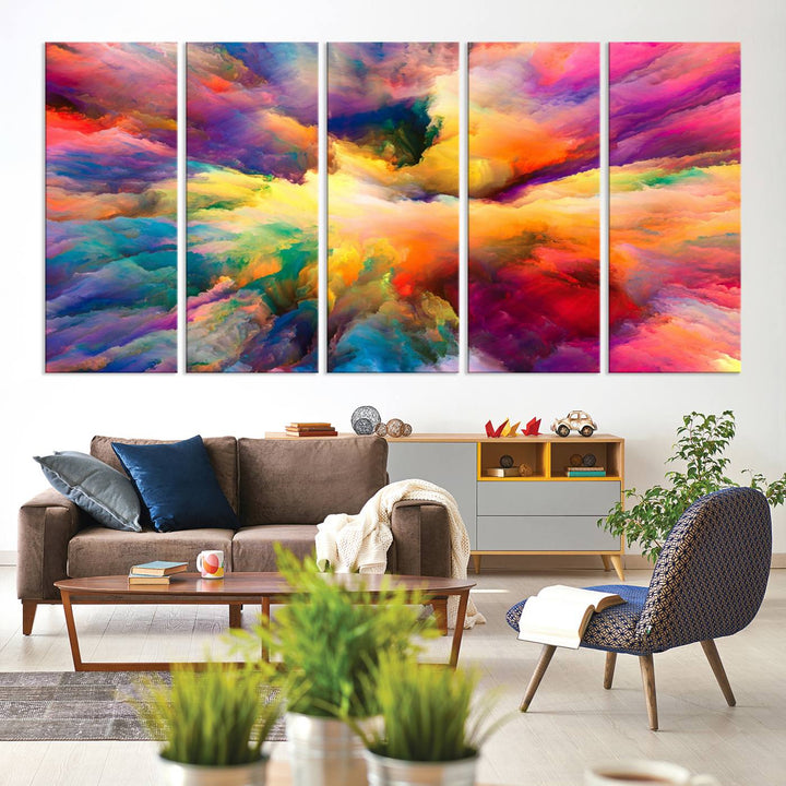 Blazing Vibrant Colors Cloud-like Wall Art Canvas Print adds flair to the space.