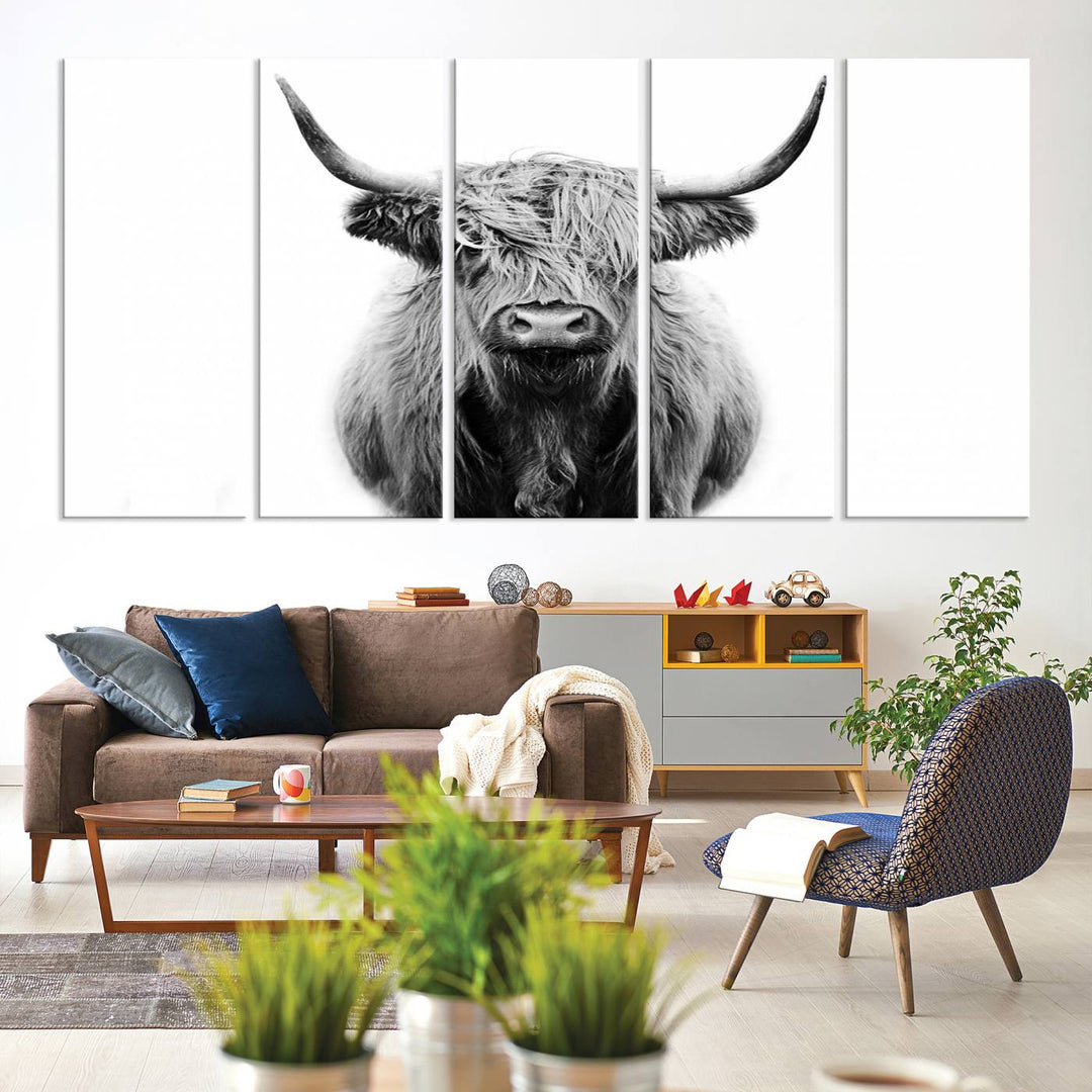 Highland Cow Canvas hanging prominently.