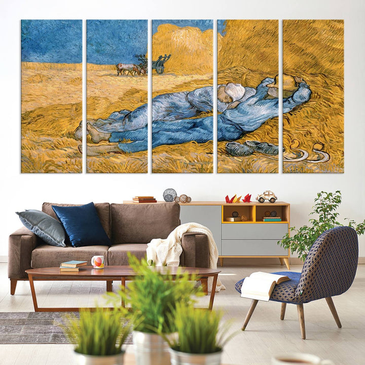 A Vincent Van Gogh Nature canvas print depicting resting farmers.