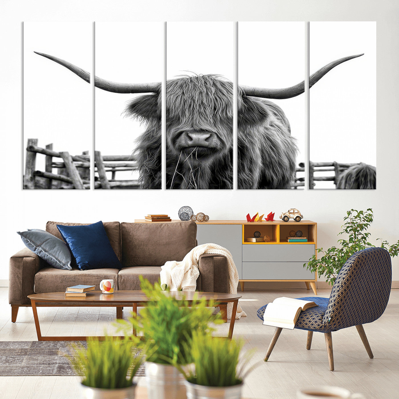 MGV-CV-60X31-5P - Longhorn Canvas Print, Bighorn Cow Wall Art Canvas Print