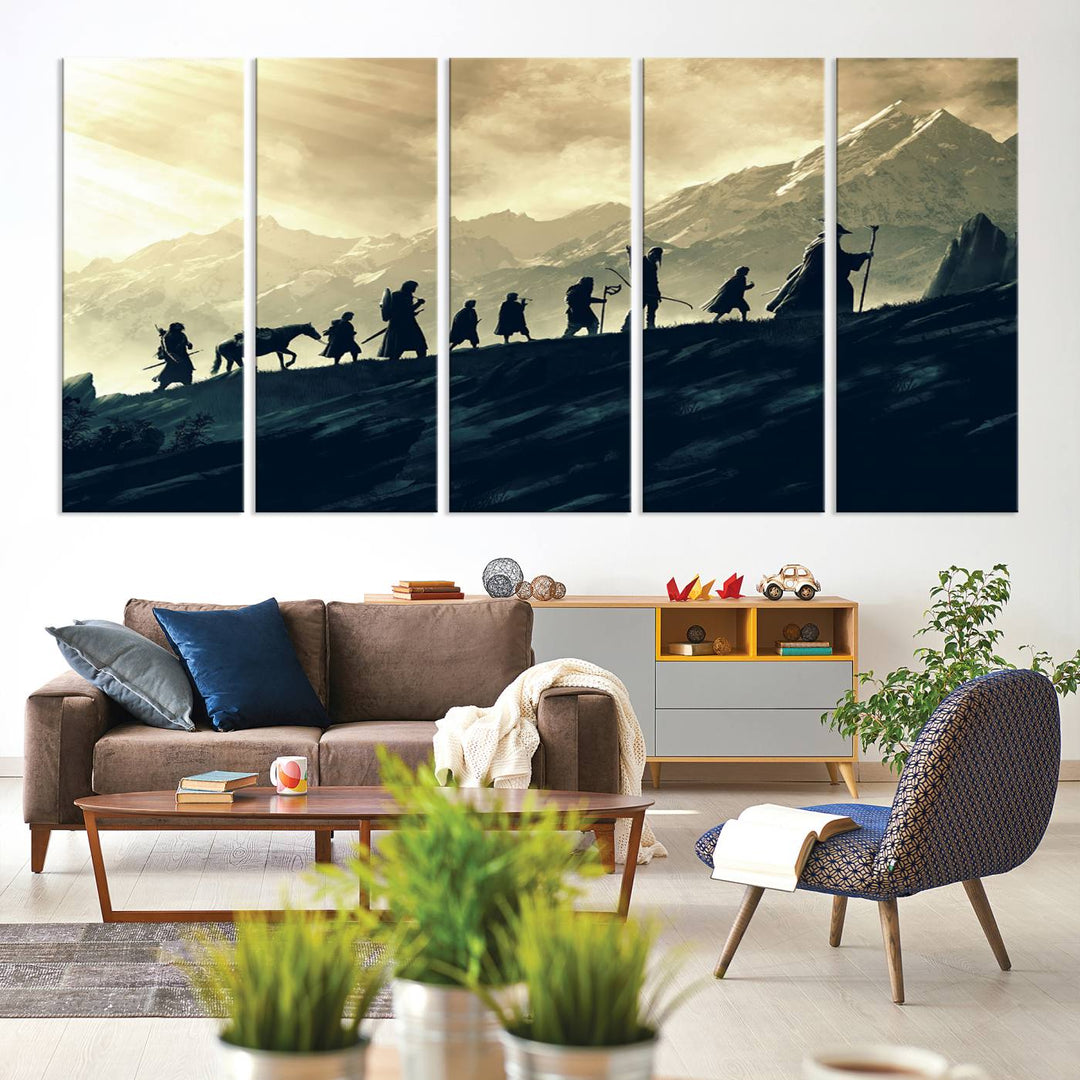 The living room features Lord of the Rings Silhouette Wall Art, capturing the epic quest through Middle-Earth.