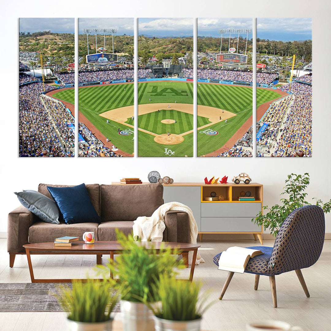 Aerial view of a sunny game day at Citi Field, captured in a 3-panel canvas print wall art.