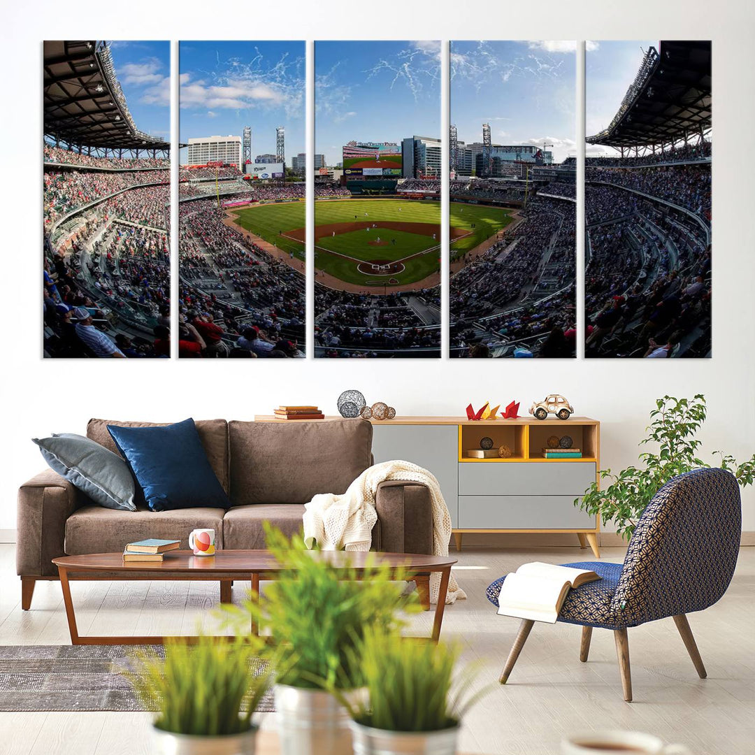 Truist Park Stadium Triple Canvas: Atlanta Braves Game Day Sky—Perfect Decor!.