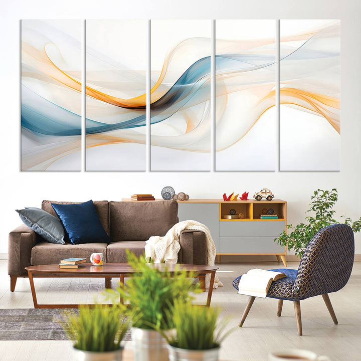 Decorative Turquoise Abstract Wave Wall Art Canvas Print.