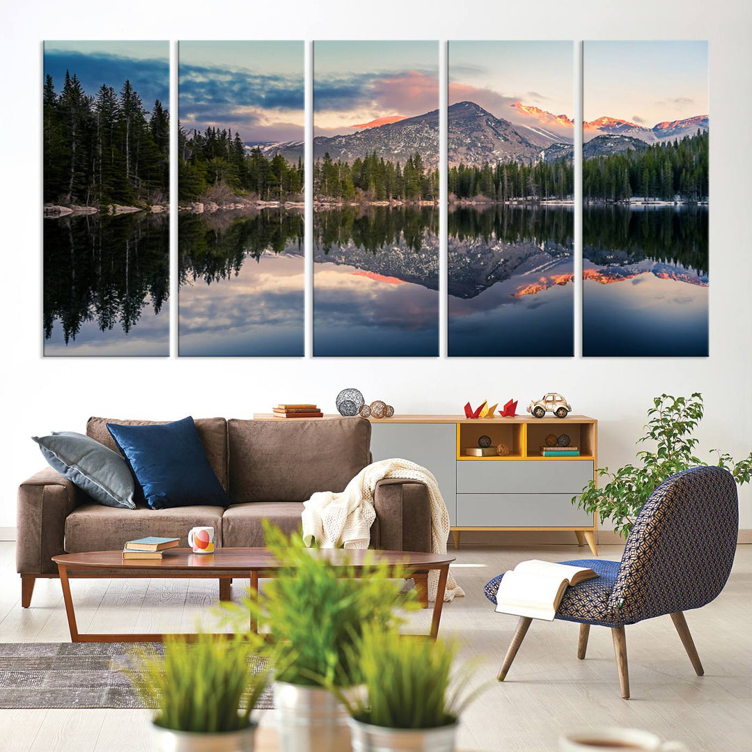 Bear Lake Reflection at Rocky Mountain National Park Wall Art Canvas Print, Scenic Mountain Landscape Canvas Print Set | Mountain Lake Wall Art Print