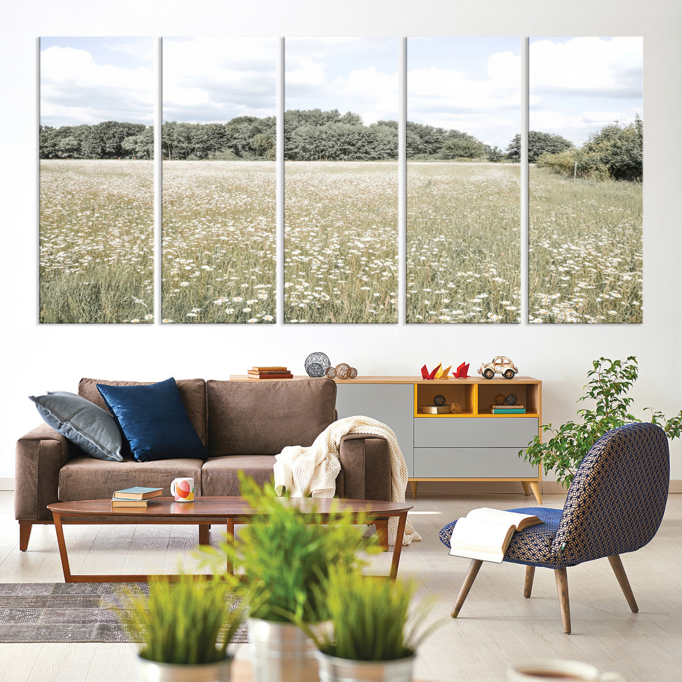 43258946-MGV-CV-60X31-5P-Charming Daisy Field Wall Art Canvas Print