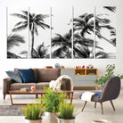 46641801-MGV-CV-60X31-5P-Palm Wall Art Canvas Print, Framed Tropics Art Picture Print, Monochrome Perfect Minimalist Decor