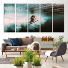 85923512-MGV-CV-60X31-5P-Vibrant Aquatic Motion Wall Art Canvas Print, Framed Underwater Swimming Art Picture Print, Female Surfer Diving Perfect Coastal Boho Decor,