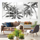 Edit-Images-Black and White Palm Tree Wall Art – Monochrome Tropical Canvas Print for Coastal or Minimalist Living Room Decor