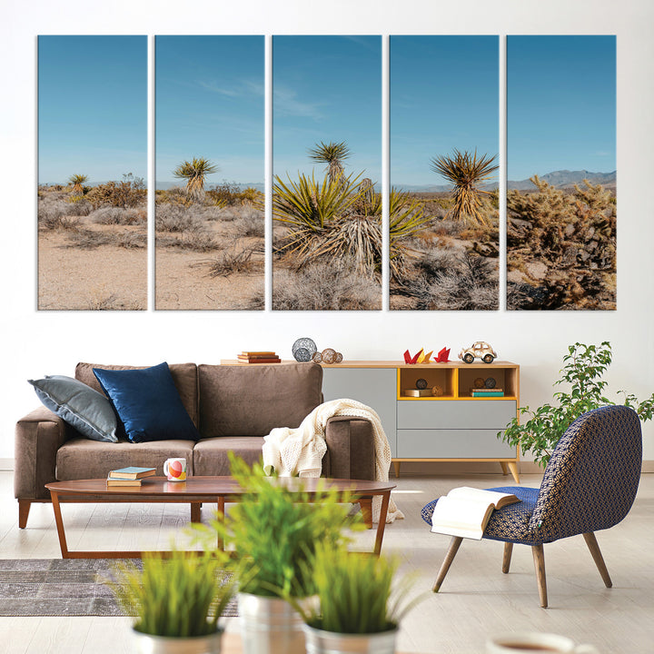 Joshua Tree Wall Art Canvas Print, Desert Landscape Print, Framed Warm Earth Tones Art Print, Large California Southwest Printing
