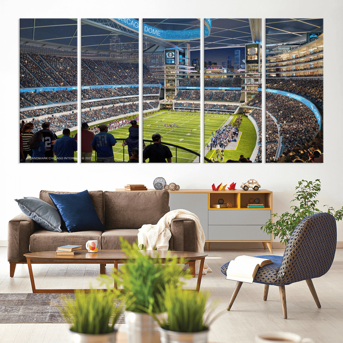 41816511-MGV-CV-80X40-5P-Chicago Bears Soldiers Field Wall Art Canvas Print – Framed Football Stadium Artwork for Sports Fans, Soldier Field Skyline Canvas Decor for Game Room or Man Cave