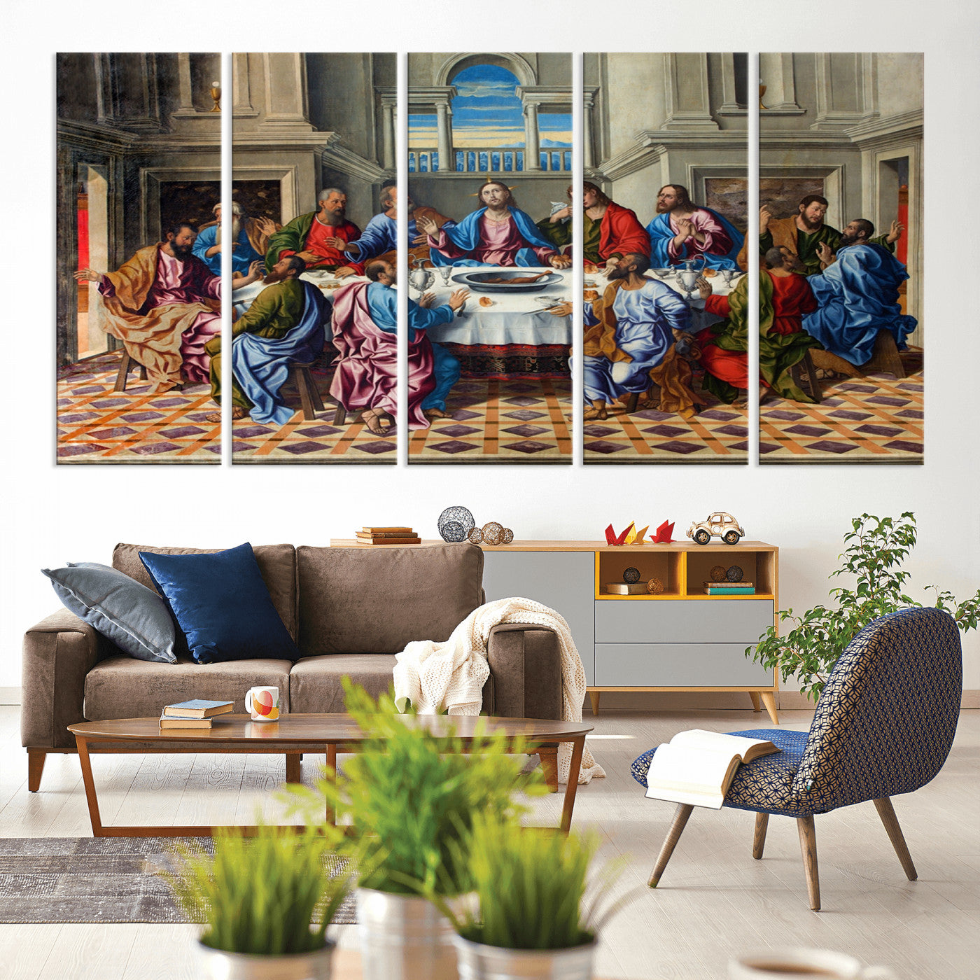 18691-MGV-CV-80X40-5P-The Last Supper Multi Panel Canvas Wall Art
