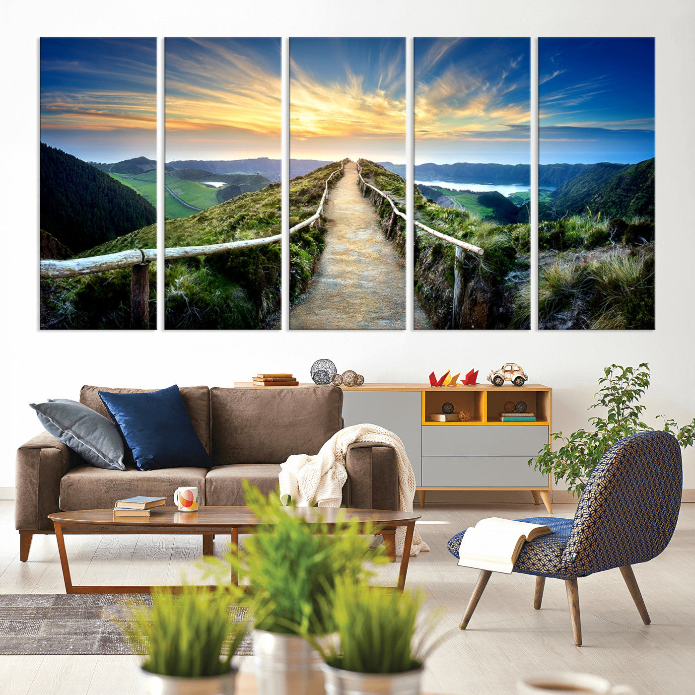 58887-MGV-CV-80X40-5P-Mountain Landscape Wall Art Canvas Print