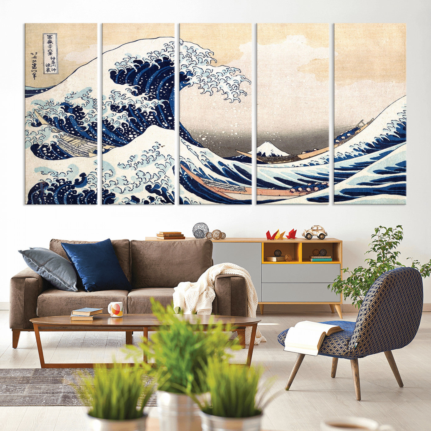 35635-MGV-CV-60X31-5P-Wall Art Kanagawa Canvas Artwork Abstract Print