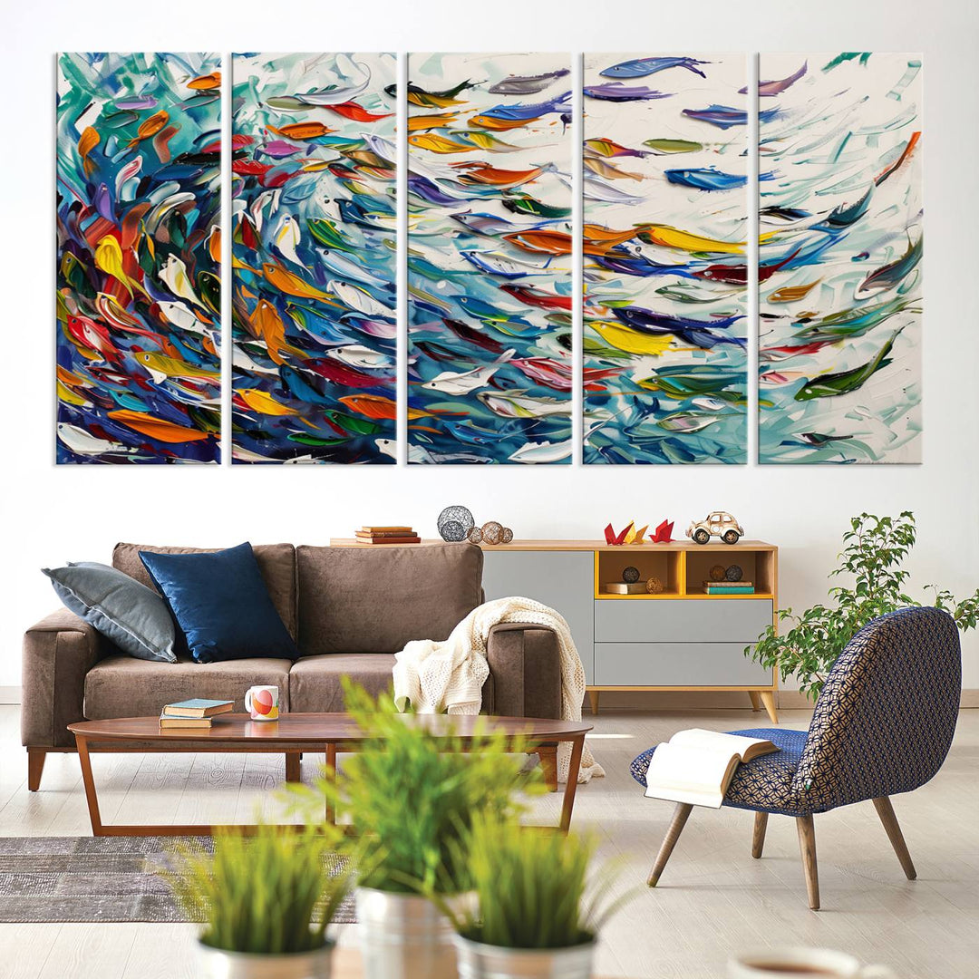 Abstract Fish Shoal Wall Art Canvas Print