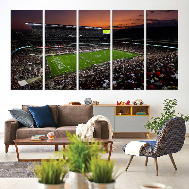 Canvas print of the Texas A&M University Aggies football team at Kyle Field Stadium.