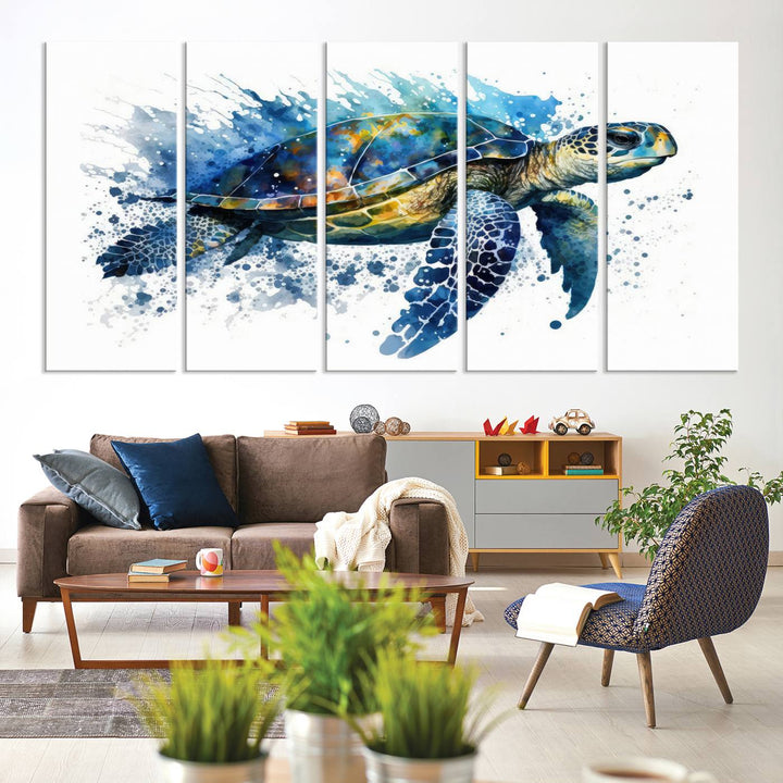 Watercolor Turtle Wall Art Canvas Print