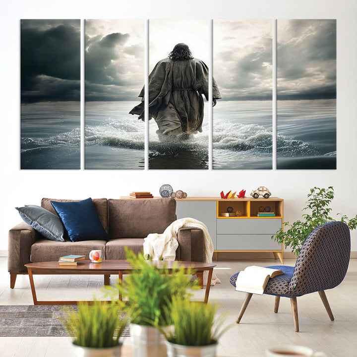 Jesus Walking on Water Wall Art | Canvas Print | Ready to Hang | Christian Home Decor | Spiritual Faith Wall Art | Inspirational Religious Wall Decor