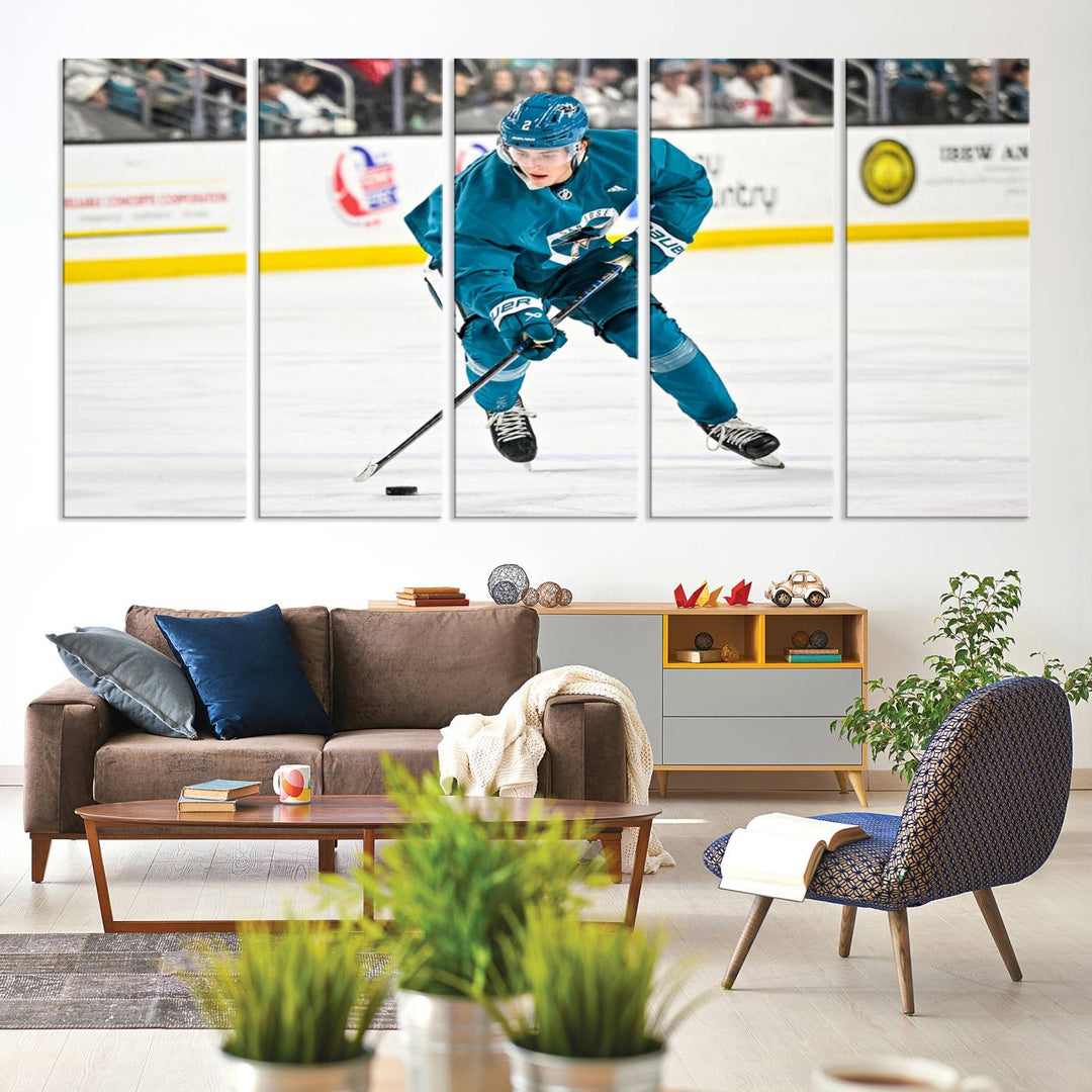 San Jose SharksIce Hockey Player Wall Art Canvas Print