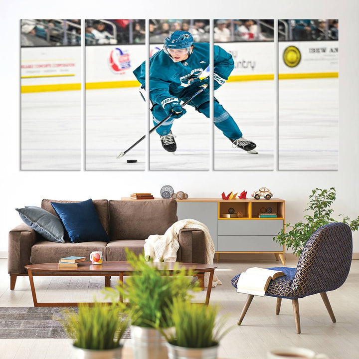 San Jose SharksIce Hockey Player Wall Art Canvas Print