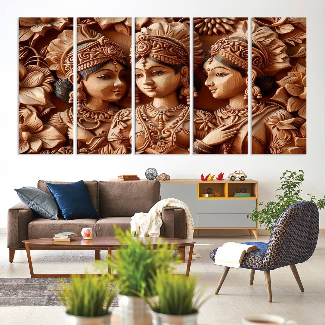 Indian Woman Statue Wall Art Canvas Print