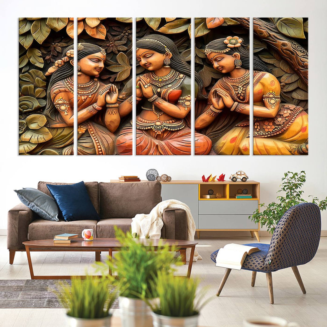 Indian Woman Statue Wall Art Canvas Print